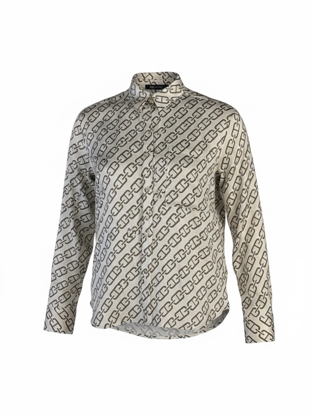 Zara Beige Chain-Print Button-Down Shirt